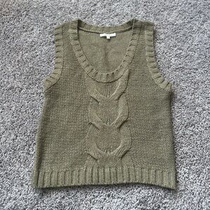 Olive Cable Knit Sweater Vest